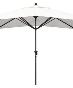 11' Bronze Rectangular Crank Aluminum Umbrella, Natural Sunbrella