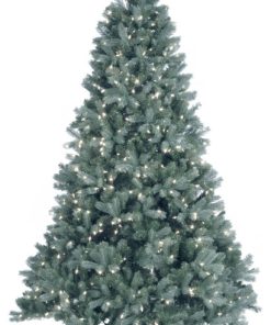 7' Feel Real Downswept Douglas Blue Fir Hinged Tree With 700 Clear Lights