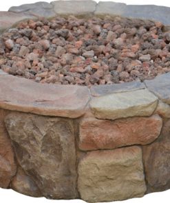 36" Gas Outdoor Patio Stacked Stone Round Fire Pit