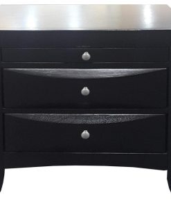 26"x17"x25" Black Modern Nightstand