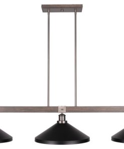 3 Light Bar In Graphite & Painted Distressed Wood-Look Metal, 1863-GPDW-424-MB