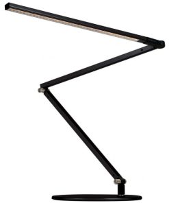Z-Bar Desk Lamp, Wireless Charging Qi Base, LED, Metallic Black, 16.5"H