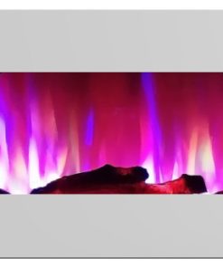 42" Recessed Wall Mounted Electric Fireplace With Logs and LED Display, White