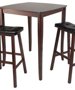 3-Piece Inglewood High/Pub Dining Table With Cushioned Saddle Stool