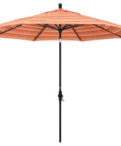 11' Aluminum Umbrella Collar Tilt Matted Black, Sunbrella, Dolce Mango