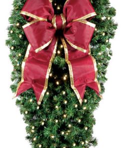 4' Natural Garland Spray, Burgundy Bow