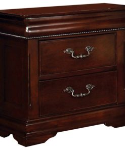 2 Drawer Wooden Nightstand with Hidden Top Drawer and Metal Handles, Brown