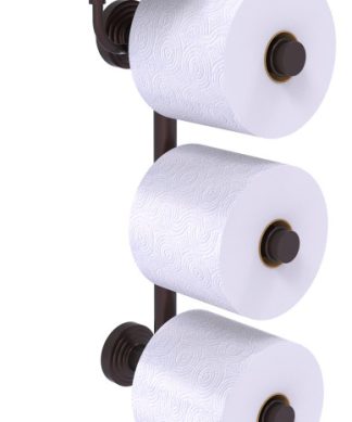 Waverly Place 3 Roll Toilet Paper Holder, Wood Shelf, Antique Bronze