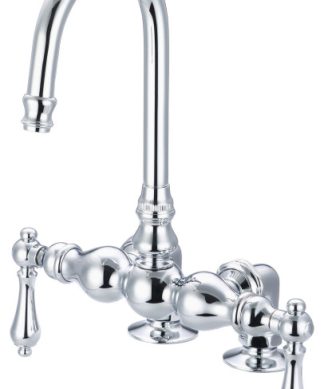 3.375 in. Center Deck Mount Tub Faucet With Gooseneck Spout & 2 in. Risers