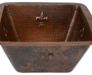 15" Square Fleur De Lis Copper Bar/Prep Sink