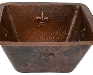 15" Square Fleur De Lis Copper Bar/Prep Sink w/ 3.5" Dra, Size