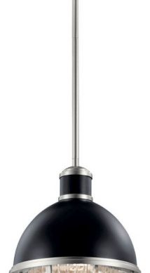 1 Light Outdoor Hanging Pendant - 18 inches tall by 12 inches wide Black 1