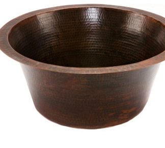 16" Round Hammered Copper Bar Sink W/ 2" Dra, Size