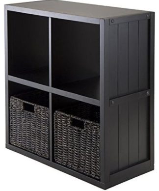 3-Piece Wainscoting Panel Shelf 2 x 2 Cube With 2 Baskets