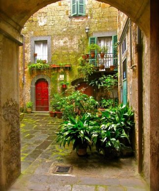 West of the Wind Outdoor Canvas 30?40?Wall Art - Italian Courtyard