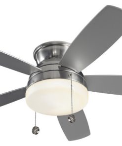 52 Inch Semi-Flush 5 Blade Ceiling Fan LED Light Kit and Pull-chain Brushed