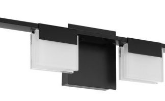 4-Light, 28.5W LED Bath/Vanity Light, Matte Black/Frosted Glass
