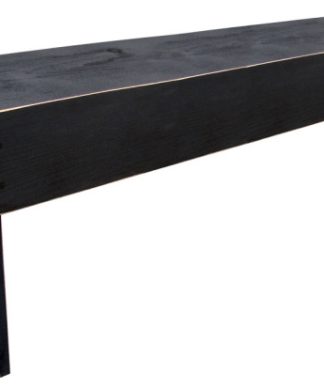 4' Simple Wood Bench, Old Black