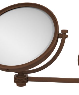 8" Wall Mounted Extending MakeUp Mirror 2xMagnification, Dotted, Antique Bronze