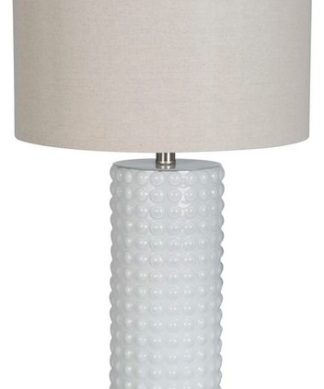 White Textured USB Glass Table Lamp Set of 2