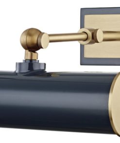 Wall Sconce 1-Light Bulb With Aged Brass/Navy, Steel, E26, 8", 25W