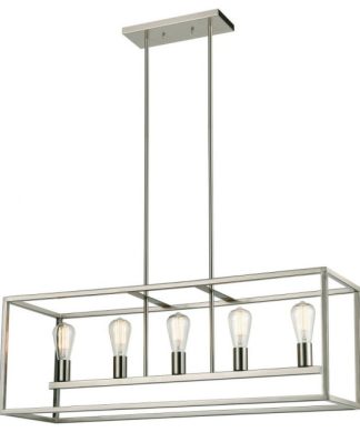 5 Light Linear Island Brushed Nickel 5 Light Linear Island - Pendants - Island