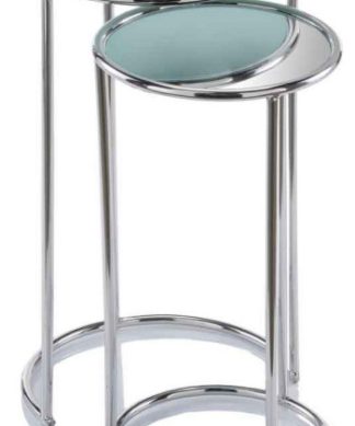 12"x12"x22" Buffed Nested Mirror Tables, 2-Piece Set