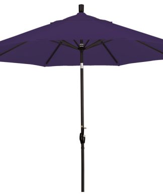 9 Foot Pacifica Fabric Aluminum Crank Lift Push Tilt Patio Umbrella, Black Pole