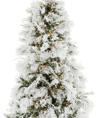 6.5' Frosted Fir Snowy Artificial Christmas Tree With Clear Smart String Lights