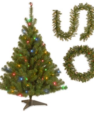4' Kincaid Spruce Tree With 9'x10" Norwood Fir Garland and 36" Wreath