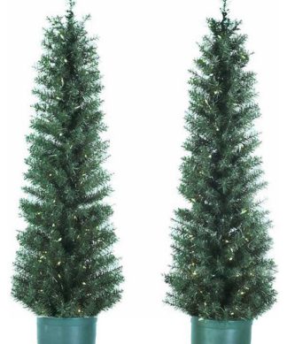 5-Foot Pre-Lit Potted Tree Set (Set of 2 Trees)