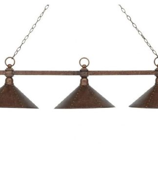 16 Inch 28.5W 3 LED Island Antique Copper Finish Hammered Iron Shade