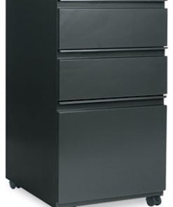 3-Drawer Metal Pedestal File With Full-Length Pull, 14 7/8"x19 1/8", Charcoal