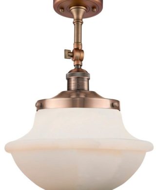 1-Light 11.75" Semi-Flush Mount Antique Copper - Bulb Included