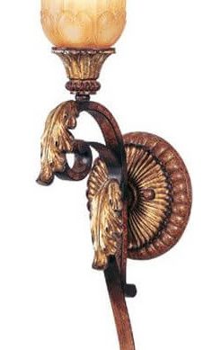 1-Light Verona Bronze-Aged Gold Leaf Accents Wall Sconce