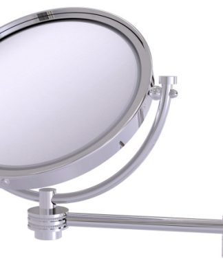 8" Wall Mounted Extending MakeUp Mirror 5xMagnification, Dotted, Polished Chrome