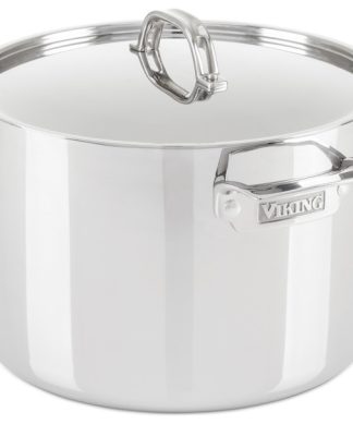 Viking 3-Ply 12 Qt Stock Pot With Metal Lid, Stainless Steel, Mirror Finish