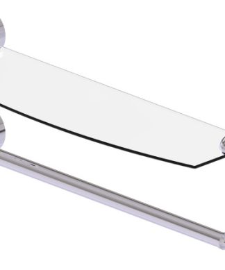 Waverly Place 18" Glass Vanity Shelf and Towel Bar, Polished Chrome