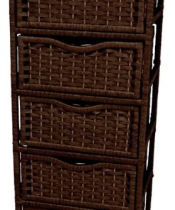 46" Natural Fiber Chest of Drawers on Wheels, Mocha