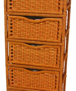 46" Natural Fiber Chest of Drawers on Wheels, Honey
