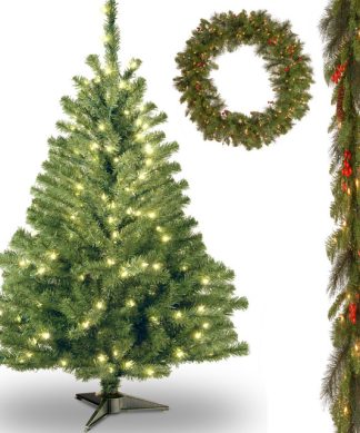 4' Kincaid Spruce Tree With 9'x10" Garland and 36" Wreath