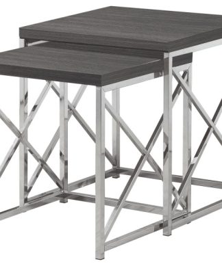 37.25" x 37.25" x 40.5" Grey Particle Board Metal 2pcs Nesting Table Set