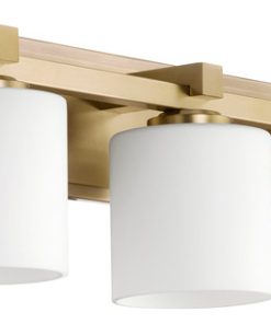 3-Light Cylinder Vanity Fixture, Aged Brass