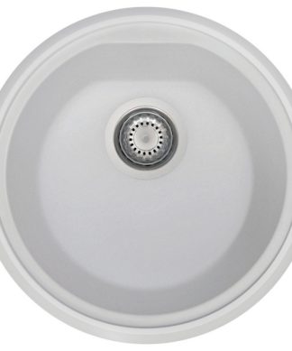 17" Drop-In Round Granite Composite Kitchen Prep Sink, White