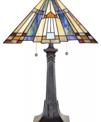 2 Light Geometric Tiffany Table Lamp - Tiffany Art Glass Table Lighting 2