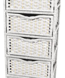46" Natural Fiber Chest of Drawers on Wheels, White
