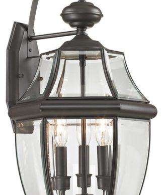 Wall Sconces 3 Light With Oil Rubbed Bronze Metal Glass Candelabra 13" 180 Watt