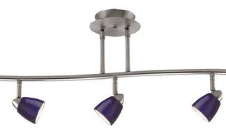 5 Orbit Light 120V GU-10 50W Fixture Only, Brushed Steel Finish, Blue Swirl