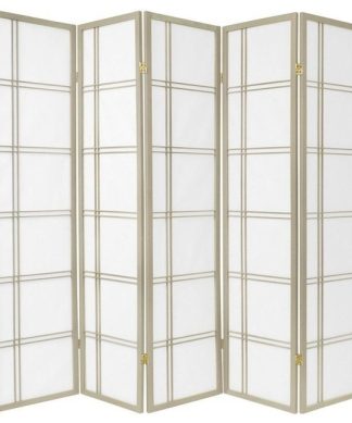6' Tall Double Cross Shoji Screen, Special Edition, Gray, 5 Panels