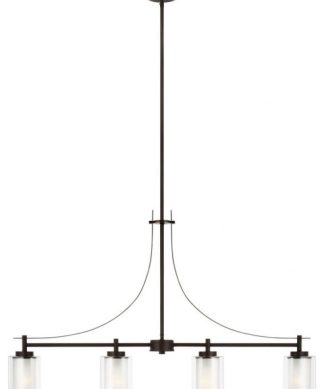 4 Light Island Pendant Bronze Incandescent Brushed Nickel Finish Satin Etched